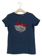 Vorschaubild 1 von Kinder T-Shirt Blau Gr. 122-128 Casual mit Pailletten Erdbeere