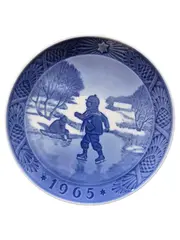 Vorschaubild 1 von Sammelteller 1965 Schlittschuhlaufen Blau Porzellan 17cm