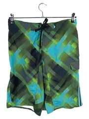 Vorschaubild 2 von Badeshorts Herren Gr. S Boardshorts kariert grün blau Schwimmhose