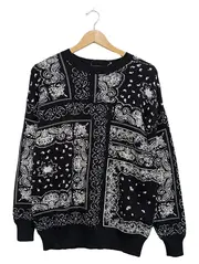 Vorschaubild 1 von Pullover Herren Bandana Paisley Muster Schwarz Weiß Gr. S