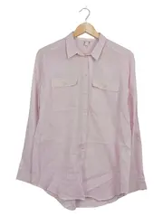 Vorschaubild 1 von Damen Hemdbluse Rosa Gr. 38 Langarm Brusttaschen Ramie