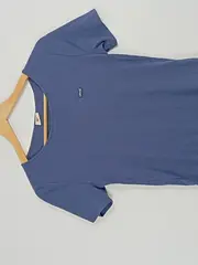 Vorschaubild 5 von Damen T-Shirt Blau Gr. S Rippstrick Basic Logo Kurzarm