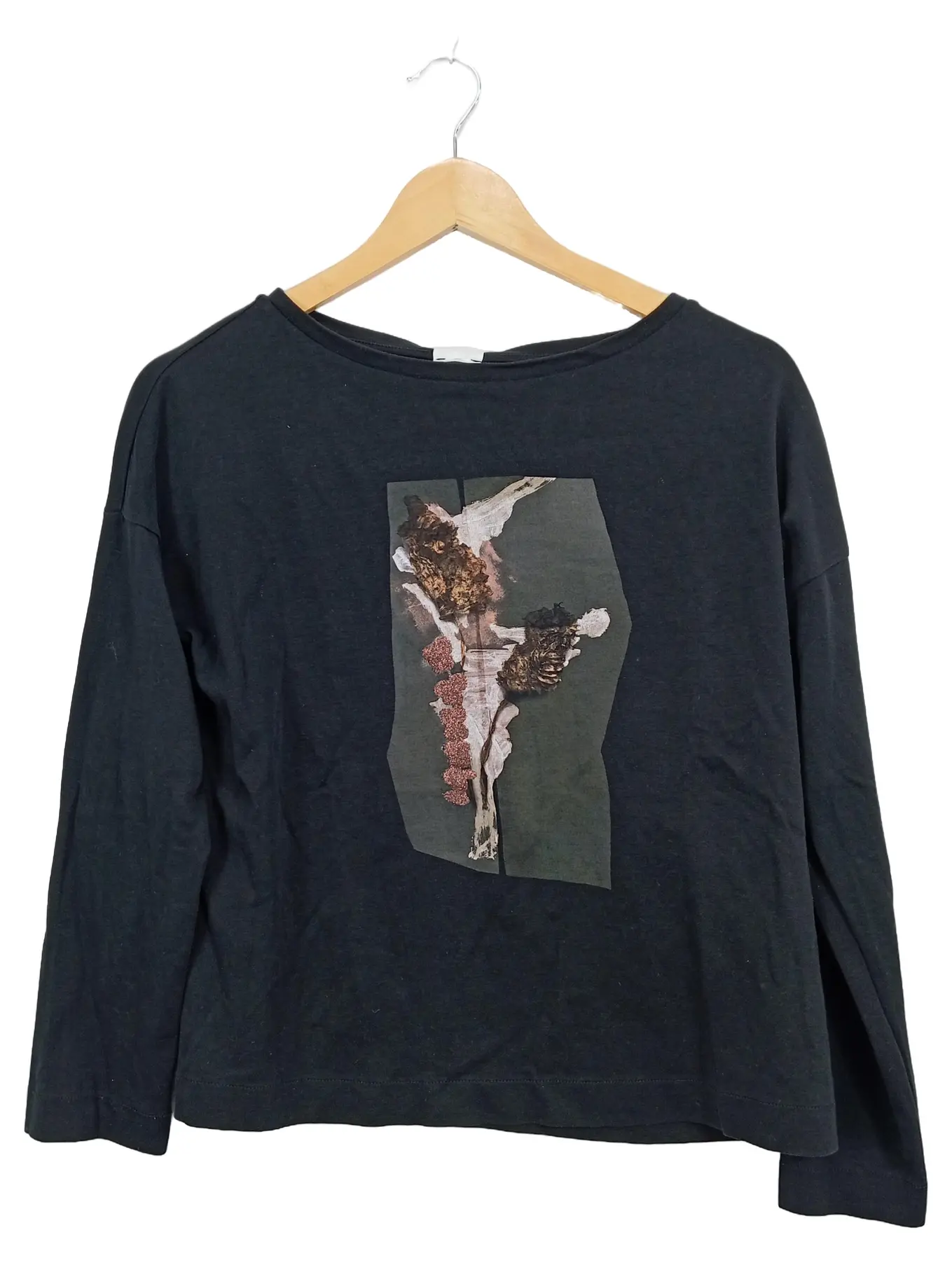 S.OLIVER Damen Langarmshirt Gr. 34/XS Grau Blumen Print Baumwolle