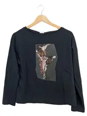 Vorschaubild 1 von Damen Langarmshirt Gr. 34/XS Grau Blumen Print Baumwolle