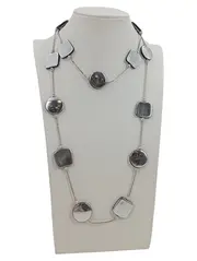 Vorschaubild 1 von Damen Halskette Silber Kunststoff 103 cm Geometrisch Modern