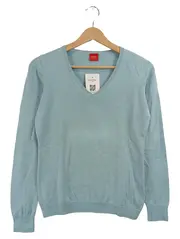 Vorschaubild 1 von Damen Pullover V-Ausschnitt Langarm Türkis Gr. 36, S Basic