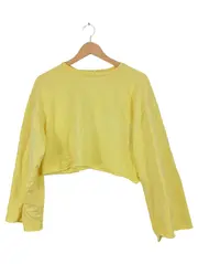 Vorschaubild 1 von Trafaluc Damen Cropped Pullover Sweatshirt Gelb Gr. S 36