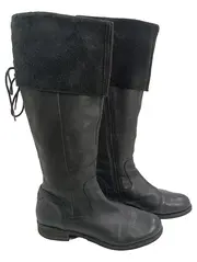 Vorschaubild 1 von Damen Stiefel Leder Schwarz Gr. 41 Wildleder Schaft