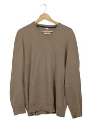 Vorschaubild 1 von Pullover Herren Gr. L Beige V-Ausschnitt Baumwolle Basic