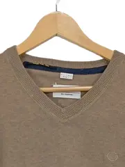 Vorschaubild 3 von Pullover Herren Gr. L Beige V-Ausschnitt Baumwolle Basic