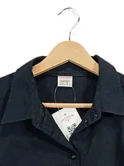 Vorschaubild 2 von Damen Hemdbluse Langarm Schwarz Gr. 40 Baumwolle Basic