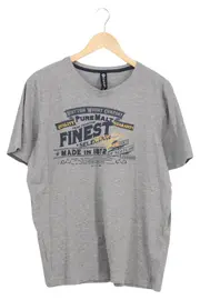 Vorschaubild 1 von Herren T-Shirt Grau L 50/L Vintage Logo Print Casual Freizeit
