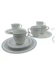 Vorschaubild 2 von Porzellan Kaffeeservice 6 Personen Weiß Blau 18-teilig