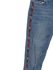 Vorschaubild 3 von Damen Skinny Jeans Gr. 34 Blau Seitliches Zierband Stretch