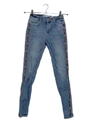 Vorschaubild 1 von Damen Skinny Jeans Gr. 34 Blau Seitliches Zierband Stretch