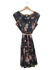 Vorschaubild 1 von Taifun Sommerkleid Damen Gr. 34 Blumenmuster Grau Midi Spitze