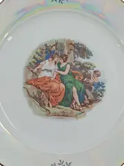 Vorschaubild 3 von Sammelteller Porzellan Romantisches Motiv Perlmutt DDR 28cm