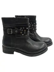 Vorschaubild 1 von Damen Stiefelette Biker Schwarz Leder Nieten Gr. 39