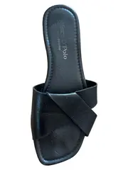 Vorschaubild 5 von Damen Pantoletten Leder Schwarz Gr. 38 Slides Sandalen