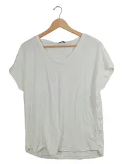 Vorschaubild 1 von Damen T-Shirt V-Ausschnitt Basic Weiß Gr. 36/S