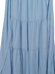 Vorschaubild 3 von Damen Sommerkleid Midikleid Stufenrock Blau Gr. 38/M Langarm