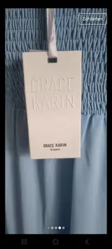 Vorschaubild 6 von Damen Sommerkleid Midikleid Stufenrock Blau Gr. 38/M Langarm