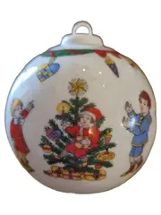 Vorschaubild 1 von Weihnachtskugel 1999 Porzellan Traditionell Florales Muster Weiß