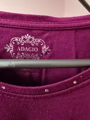 Vorschaubild 3 von Damen Langarmshirt Gr. 46 Lila Pima Baumwolle Strasssteine