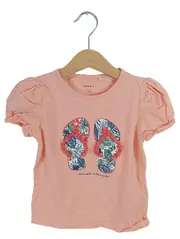 Vorschaubild 1 von Mädchen T-Shirt Gr. 104 Rosa Flip-Flop Print Puffärmel