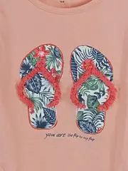 Vorschaubild 4 von Mädchen T-Shirt Gr. 104 Rosa Flip-Flop Print Puffärmel