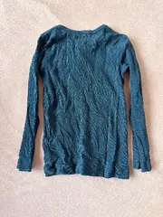 Vorschaubild 2 von Langarmshirt Henley Kinder Gr. 104 Petrol Rippstrick Baumwolle