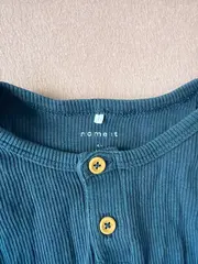 Vorschaubild 3 von Langarmshirt Henley Kinder Gr. 104 Petrol Rippstrick Baumwolle