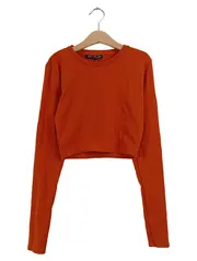 Vorschaubild 1 von Damen Langarmshirt Crop Top Orange Gr. 38 M Basic