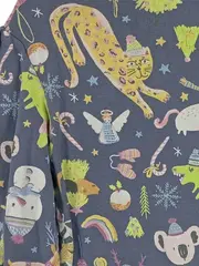 Vorschaubild 3 von Mädchen Kleid Gr. 104 Weihnachten Tiermotive Langarm Grau Baumwolle