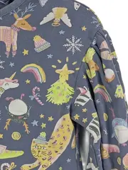 Vorschaubild 4 von Mädchen Kleid Gr. 104 Weihnachten Tiermotive Langarm Grau Baumwolle