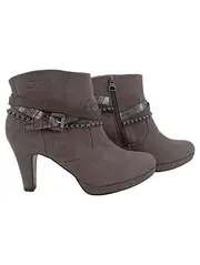 Vorschaubild 1 von Damen Stiefelette Gr. 39 Grau Nieten Absatz Ankle Boot
