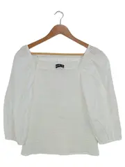 Vorschaubild 1 von Bluse Damen 38 Weiß Feminin mit Raffungen Puffärmel