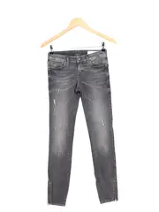 Vorschaubild 1 von Damen Jeans Wide Fit W24/32/XXS Schwarz Casual Reißverschluss-Details