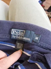 Vorschaubild 3 von Herren Poloshirt Gr. M Blau Gestreift Kurzarm Baumwolle