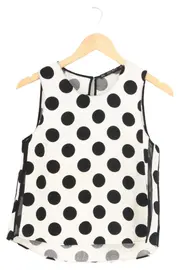 Vorschaubild 1 von Damen Bluse XS/34 Mehrfarbig Punkte Ärmellos Preppy Modisch