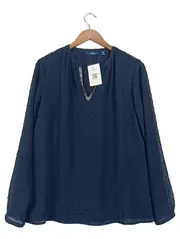 Vorschaubild 1 von Damen Bluse Elegant Punkte Langarm Blau Gr. 38 M Polyester