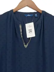 Vorschaubild 3 von Damen Bluse Elegant Punkte Langarm Blau Gr. 38 M Polyester