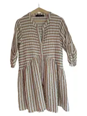 Vorschaubild 1 von Blusenkleid Damen Gr. 38 M Beige Gestreift Casual