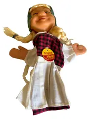 Vorschaubild 1 von Handpuppe Mädchen mit Zöpfen Märchen Mehrfarbig 24cm
