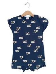 Vorschaubild 1 von Baby Strampler Romper Wellenmuster Blau Gr. 86/92 Baumwolle