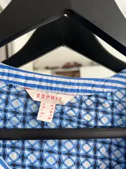 Vorschaubild 5 von Damen Bluse Gr. 34/XS Blau Geometrisch Viskose Langarm