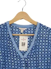 Vorschaubild 3 von Damen Bluse Gr. 34/XS Blau Geometrisch Viskose Langarm