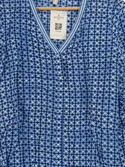Vorschaubild 2 von Damen Bluse Gr. 34/XS Blau Geometrisch Viskose Langarm