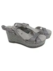 Vorschaubild 1 von Wedges Damen Keilabsatz Sandalen Glitzer Silber Gr. 39