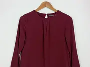 Vorschaubild 2 von Damen Bluse Gr. 32/XXS Rot Elegant Langarm Polyester